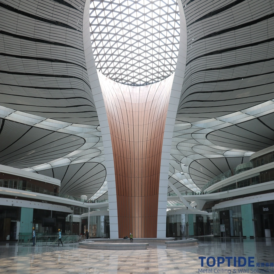 Decorative Metal Strip False Ceilings Building Material Suspended Curved Aluminum Baffle Ceiling